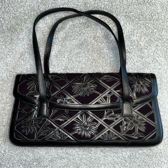 BCBGMaxAzria Handbags - BCBGMaxAzria Purple and Black Geometric Shoulder Bag